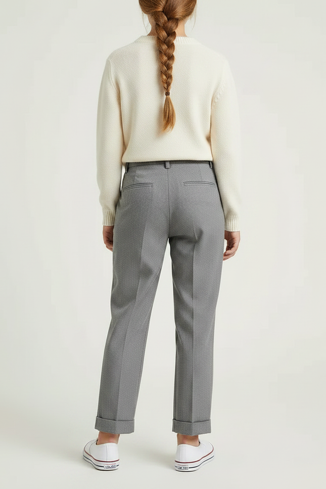 Pantalon À Pince Gris Plissé Chevrons Enfant - Gabardine - vue 2