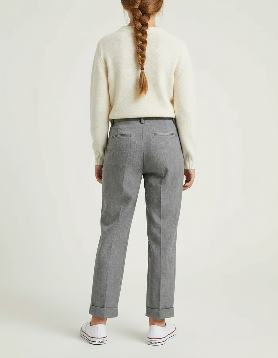 Pantalon À Pince Gris Plissé Chevrons Enfant - Gabardine - vue 2
