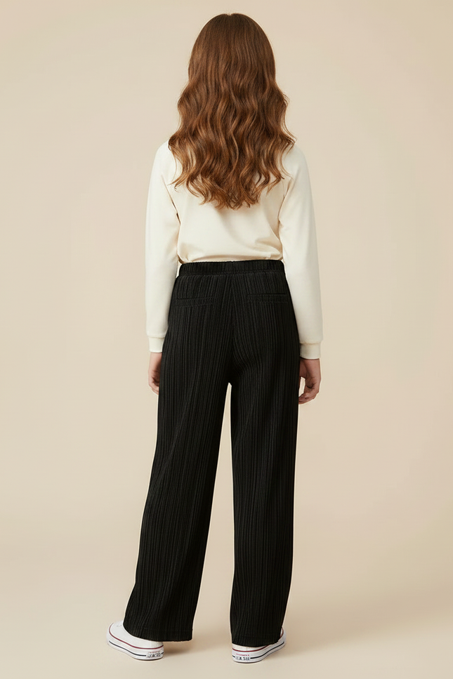 Pantalon À Pince Plissé Noir Ample Décontracté Enfant - Polyester - vue 2