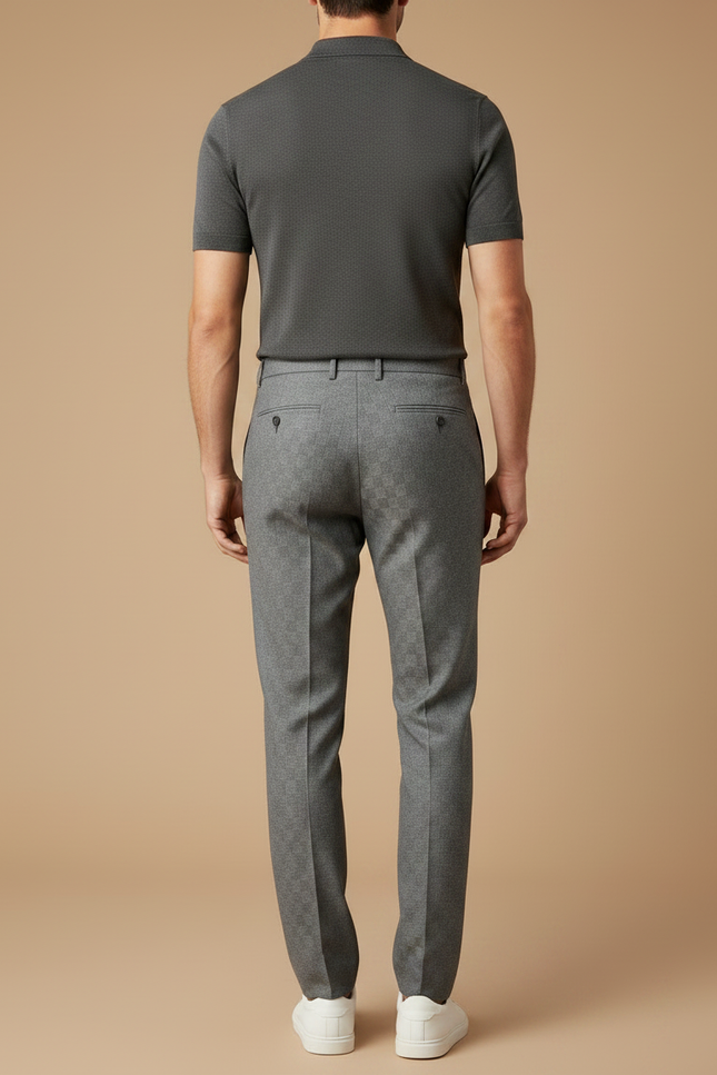 Pantalon À Pince Gris Élégant Plissé Décontracté Homme - Laine - vue 2