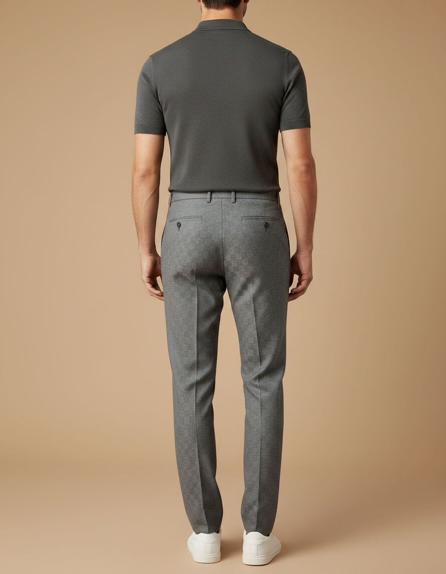 Pantalon À Pince Gris Élégant Plissé Décontracté Homme - Laine - vue 2