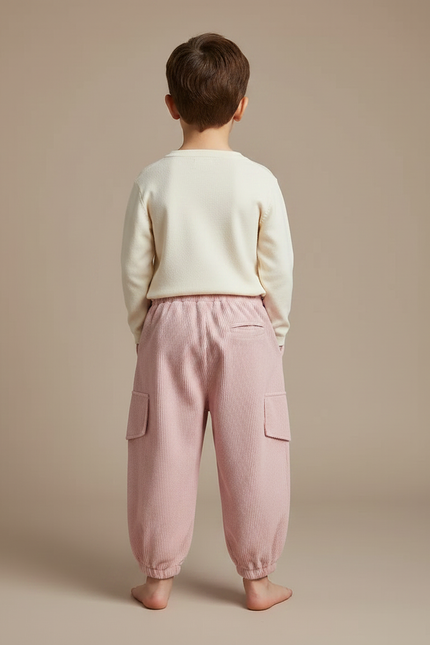 Pantalon À Pince Rose Côtelé Ample Enfant - Cordé - vue 2