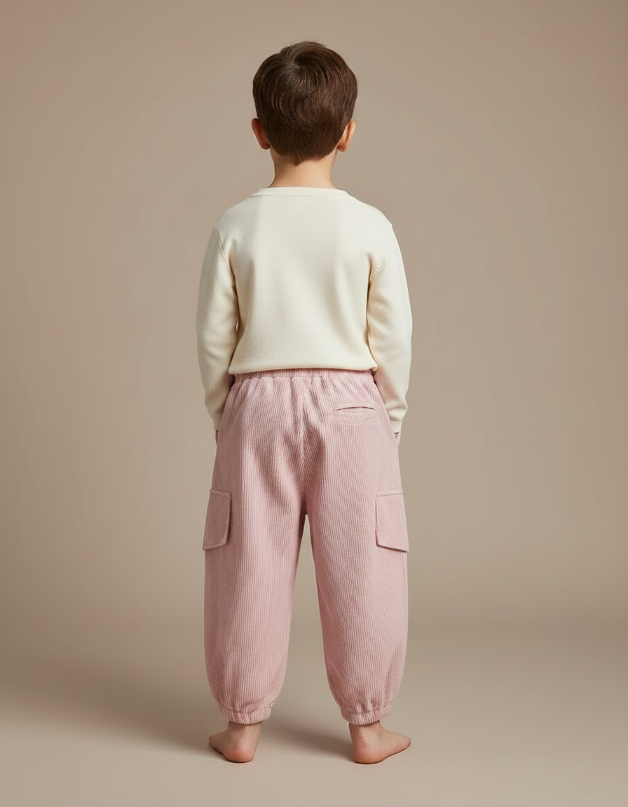 Pantalon À Pince Rose Côtelé Ample Enfant - Cordé - vue 2