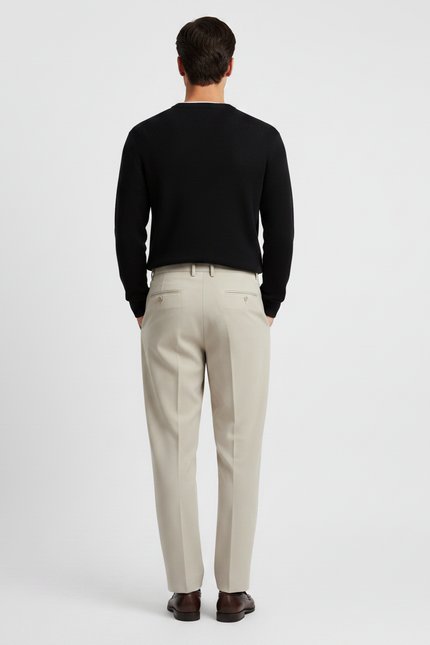 Pantalon À Pince Beige Plissé Classique Homme - Gabardine - vue 2