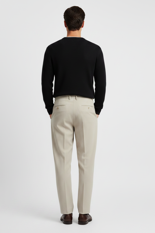 Pantalon À Pince Beige Plissé Classique Homme - Gabardine - vue 2