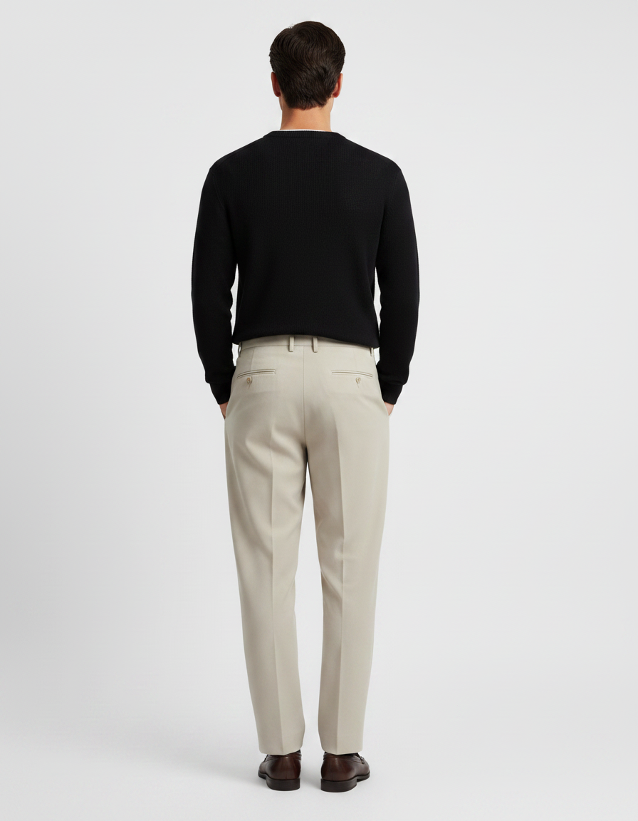 Pantalon À Pince Beige Plissé Classique Homme - Gabardine - vue 2