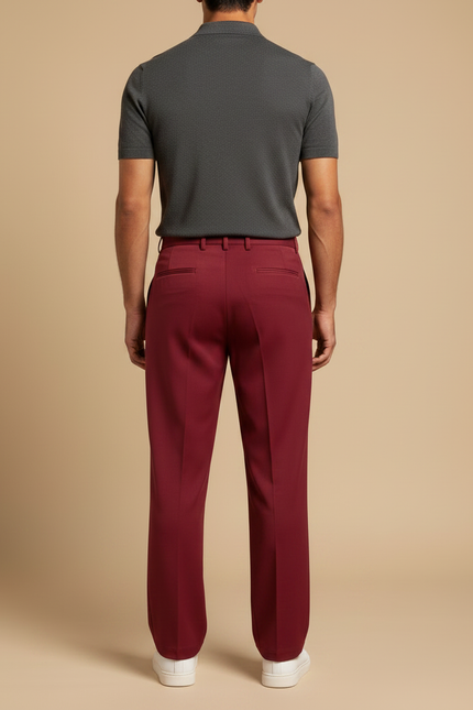 Pantalon À Pince Bordeaux Homme - Polyester - vue 2