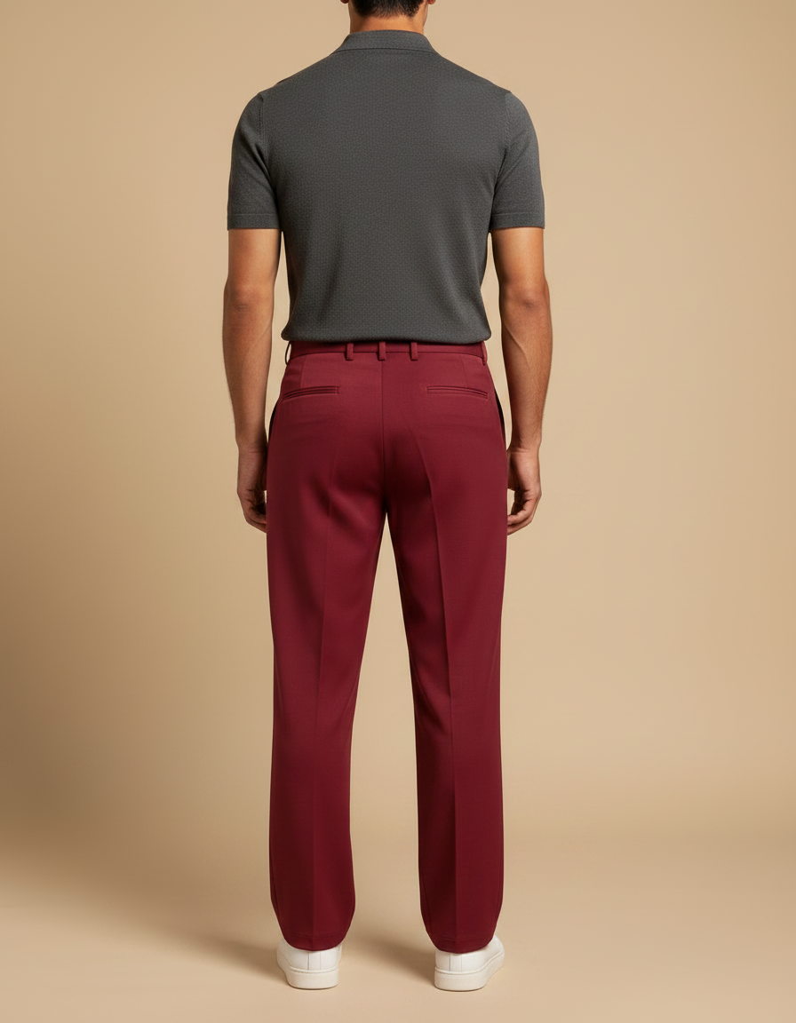 Pantalon À Pince Bordeaux Homme - Polyester - vue 2