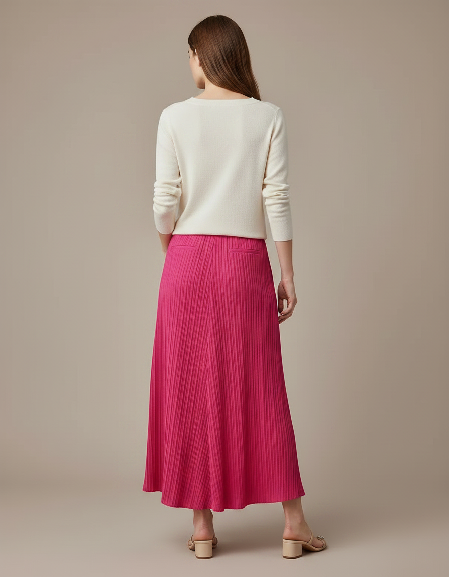 Pantalon À Pince Plissé Fluide Rose Éclatant Ample - Polyester - vue 2
