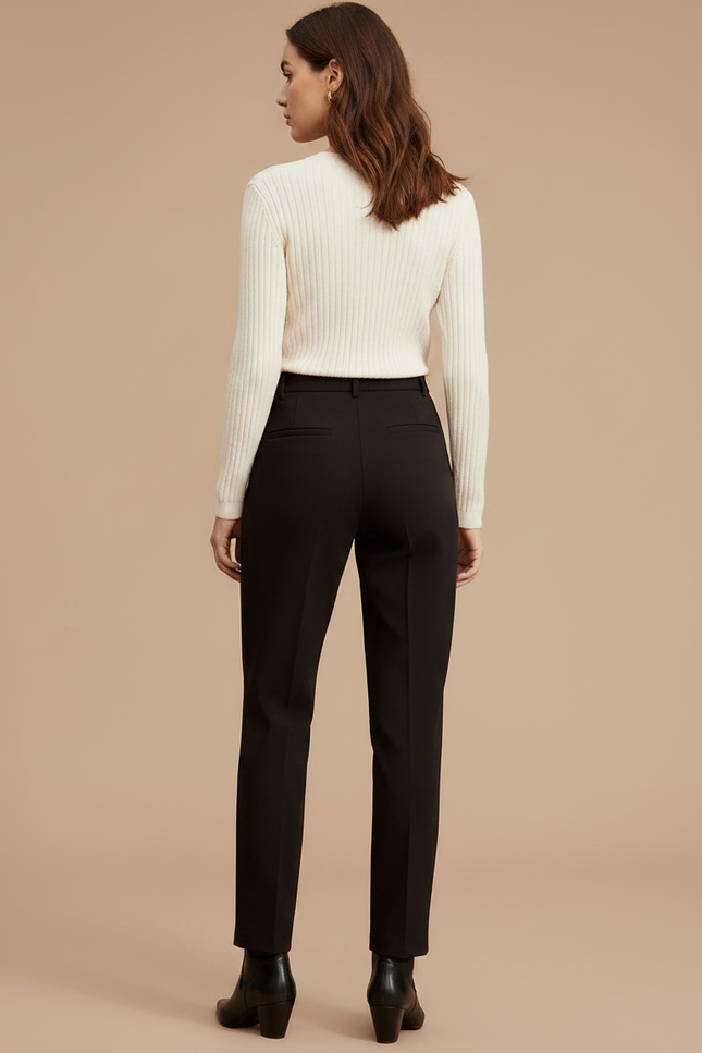 Pantalon À Pince Noir Fuselé Élégant Femme - Polyester - vue 2