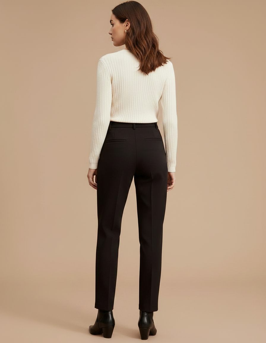 Pantalon À Pince Noir Fuselé Élégant Femme - Polyester - vue 2