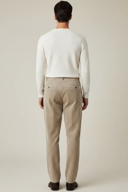 Pantalon À Pince Beige Côtelé Décontracté Ample - Cordé - vue 2