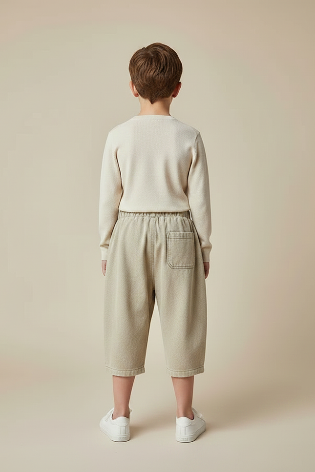 Pantalon À Pince Kaki Ample Décontracté Enfant - Molleton - vue 2