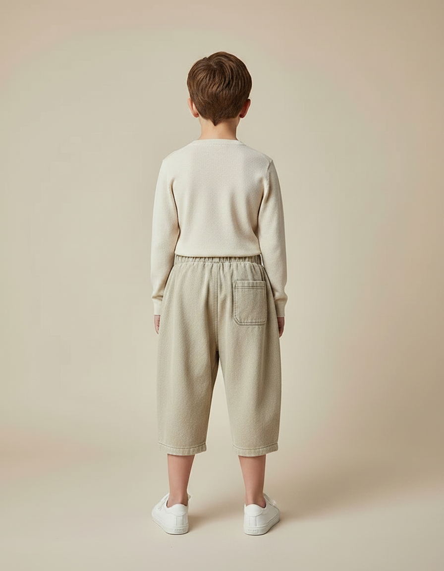 Pantalon À Pince Kaki Ample Décontracté Enfant - Molleton - vue 2