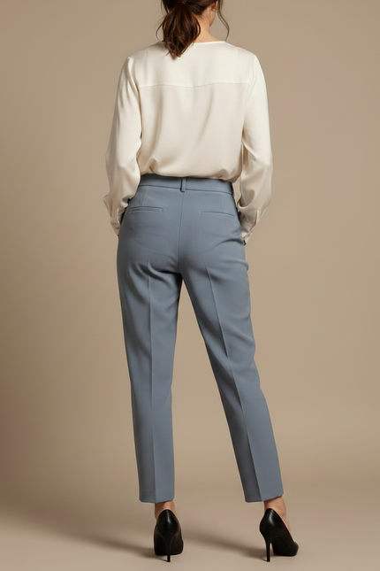 Pantalon À Pince Bleu Ciel Plissé Droit Élégant - Polyester - vue 2