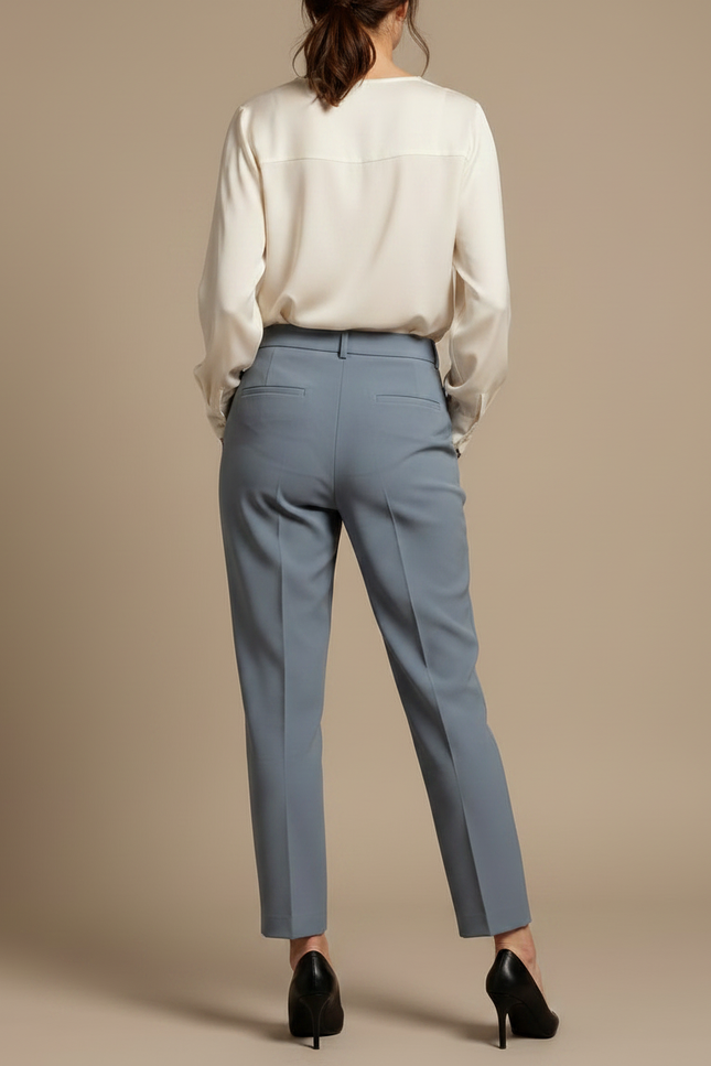 Pantalon À Pince Bleu Ciel Plissé Droit Élégant - Polyester - vue 2