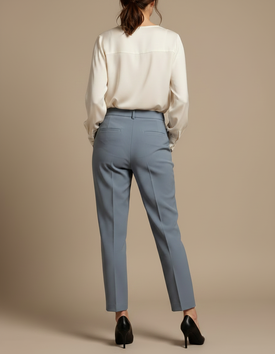 Pantalon À Pince Bleu Ciel Plissé Droit Élégant - Polyester - vue 2