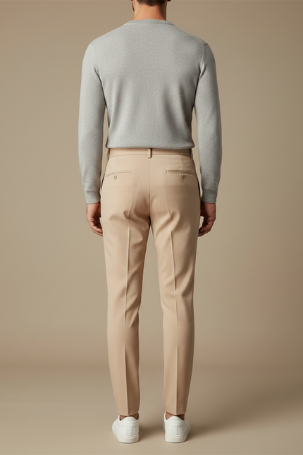 Pantalon À Pince Beige Coupe Droite Élégant Homme - Gabardine - vue 2
