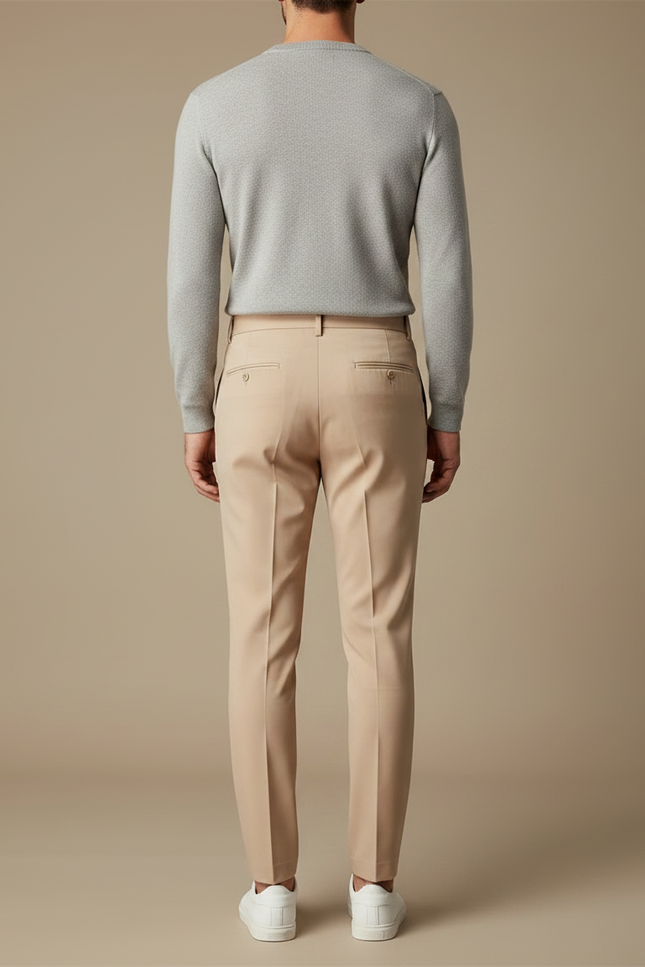 Pantalon À Pince Beige Coupe Droite Élégant Homme - Gabardine - vue 2