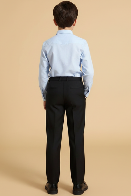 Pantalon À Pince Noir Droit Coton Uniforme Scolaire Garçon - Gabardine - vue 2