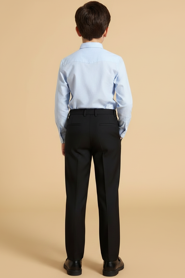 Pantalon À Pince Noir Droit Coton Uniforme Scolaire Garçon - Gabardine - vue 2