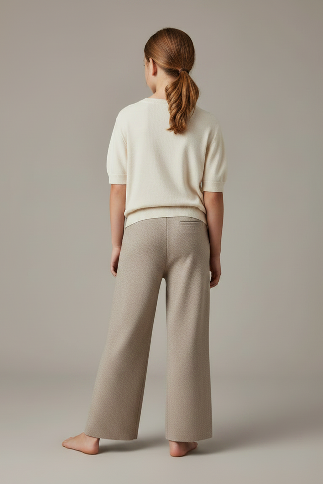Pantalon À Pince Beige Tricoté Ample Décontracté Enfant - Maille - vue 2