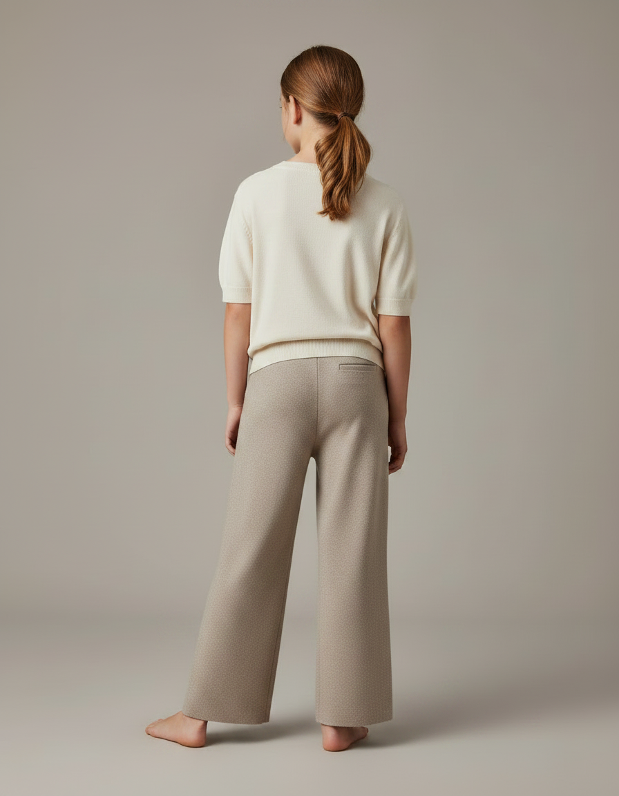 Pantalon À Pince Beige Tricoté Ample Décontracté Enfant - Maille - vue 2
