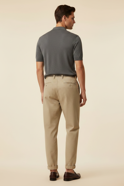 Pantalon À Pince Kaki Coton Loose Plissé Décontracté - vue 2