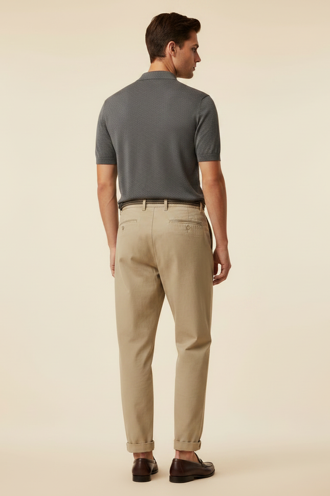 Pantalon À Pince Kaki Coton Loose Plissé Décontracté - vue 2