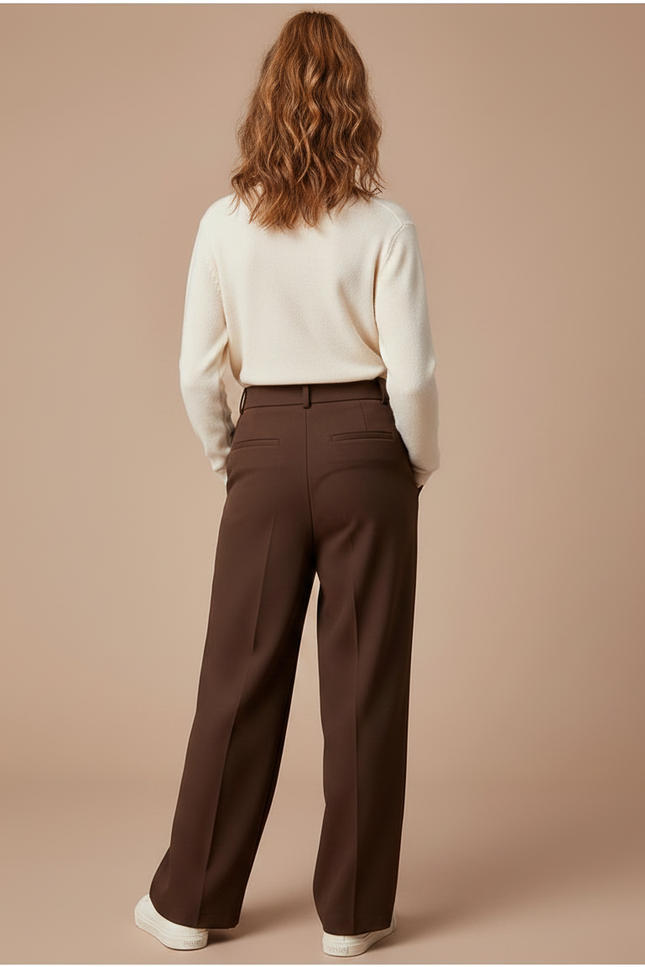 Pantalon À Pince Marron Ample Fluide Décontracté Enfant - Polyester - vue 2