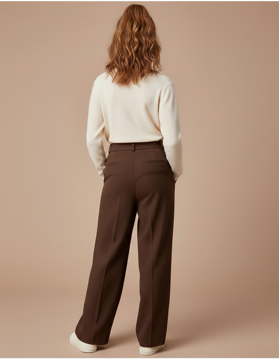 Pantalon À Pince Marron Ample Fluide Décontracté Enfant - Polyester - vue 2