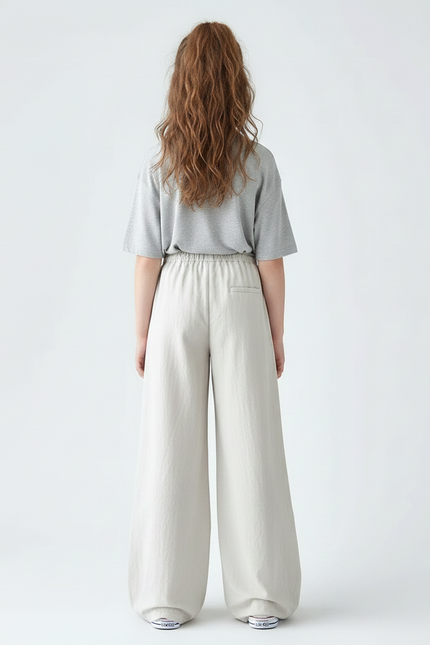 Pantalon À Pince Écru Ample Cordon Enfant - Beige Toile - vue 2