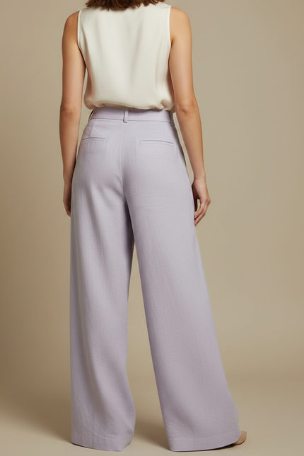 Pantalon À Pince Lavande Ample Plissé Décontracté Femme - Violet Lin - vue 2