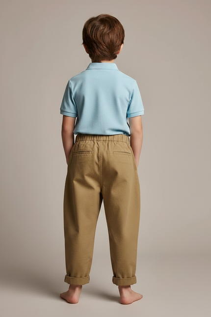 Pantalon À Pince Kaki Ample Plissé Coton Enfant - vue 2