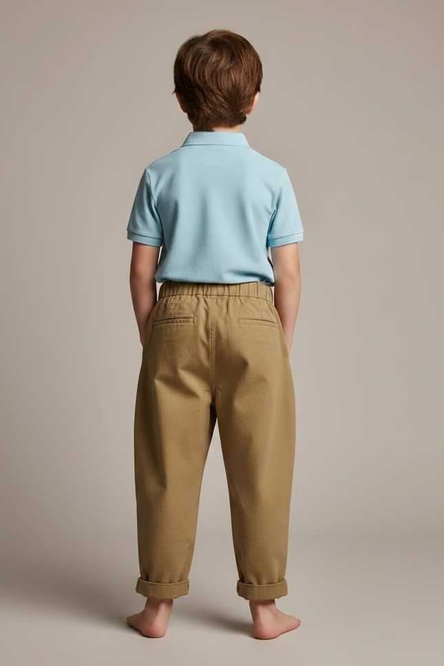 Pantalon À Pince Kaki Ample Plissé Coton Enfant - vue 2