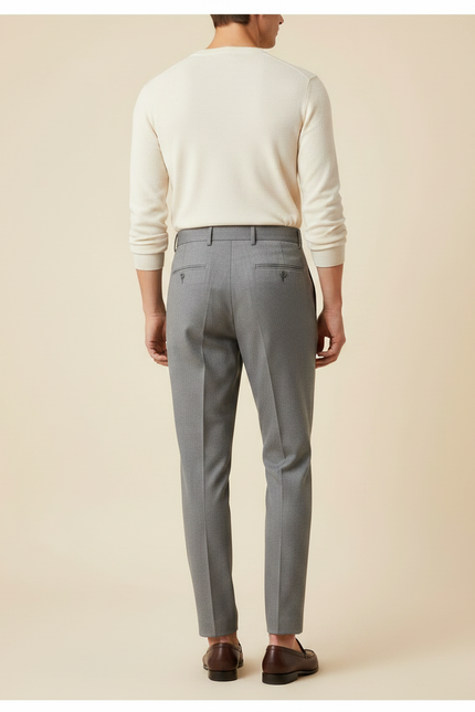 Pantalon À Pince Gris Plissé Taille Haute Slim Fit - Gabardine - vue 2