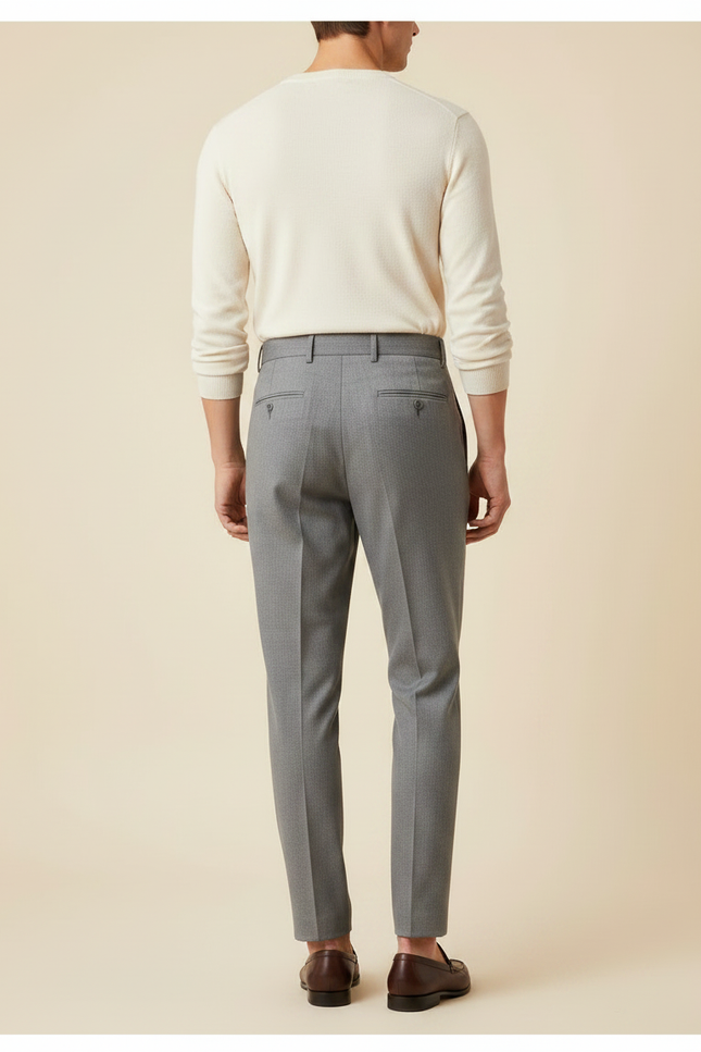 Pantalon À Pince Gris Plissé Taille Haute Slim Fit - Gabardine - vue 2