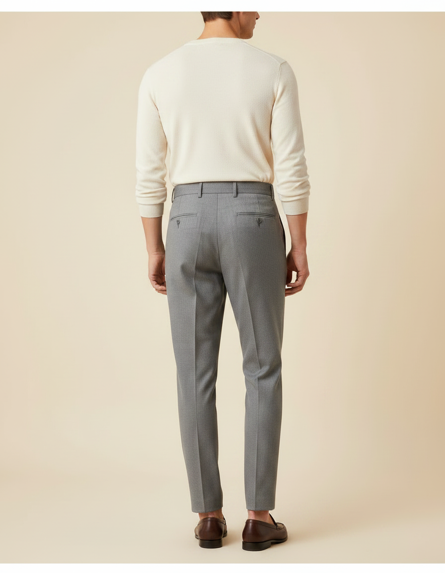 Pantalon À Pince Gris Plissé Taille Haute Slim Fit - Gabardine - vue 2
