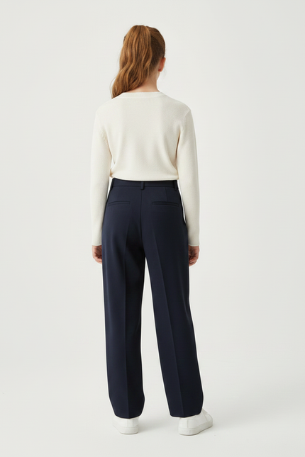 Pantalon À Pince Bleu Marine Ample Décontracté Enfant - Gabardine - vue 2