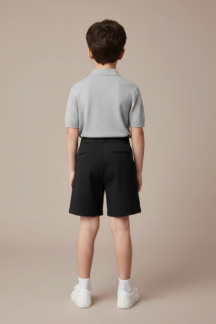 Pantalon À Pince Noir Plissé Court Garçon Élégant - Polyester - vue 2