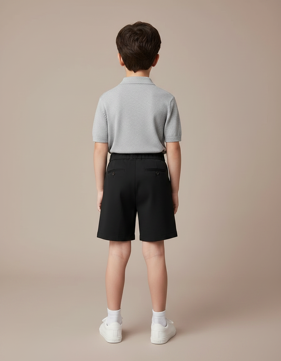 Pantalon À Pince Noir Plissé Court Garçon Élégant - Polyester - vue 2