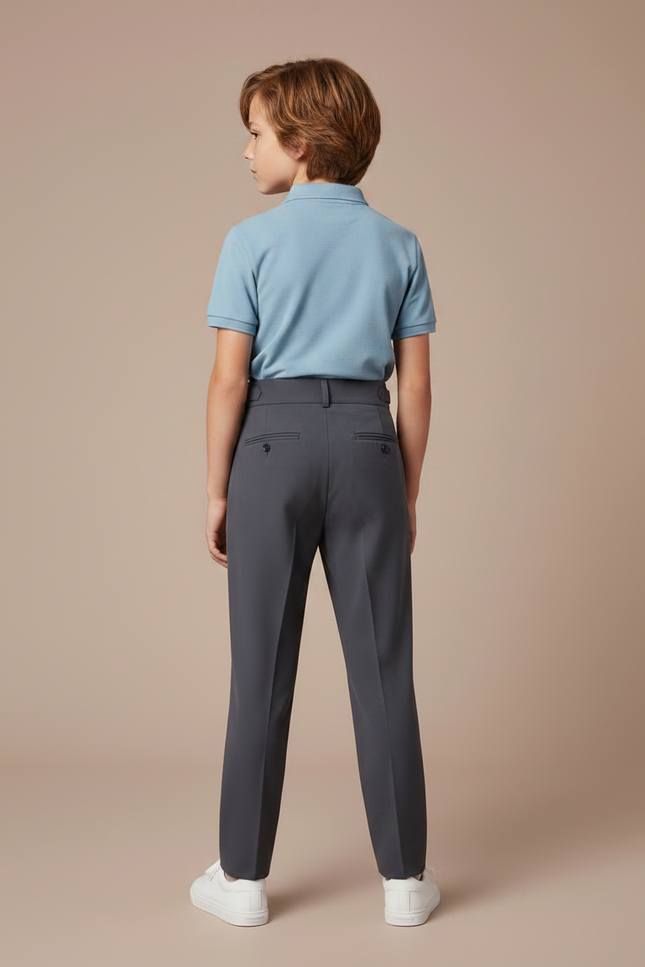 Pantalon À Pince Gris Foncé Élégant Plissé Enfant - Gabardine - vue 2