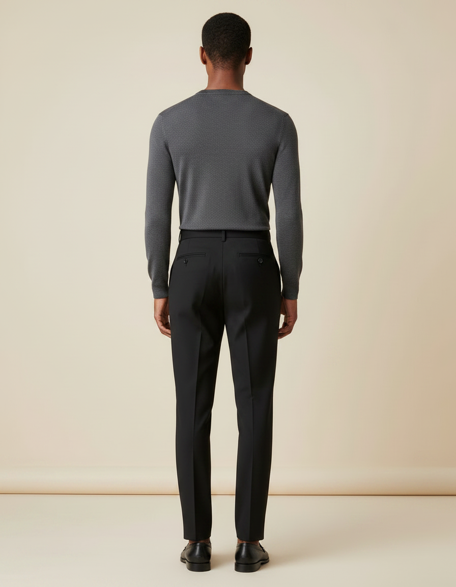 Pantalon À Pince Noir Plissé Élégant Homme Slim - Gabardine - vue 2