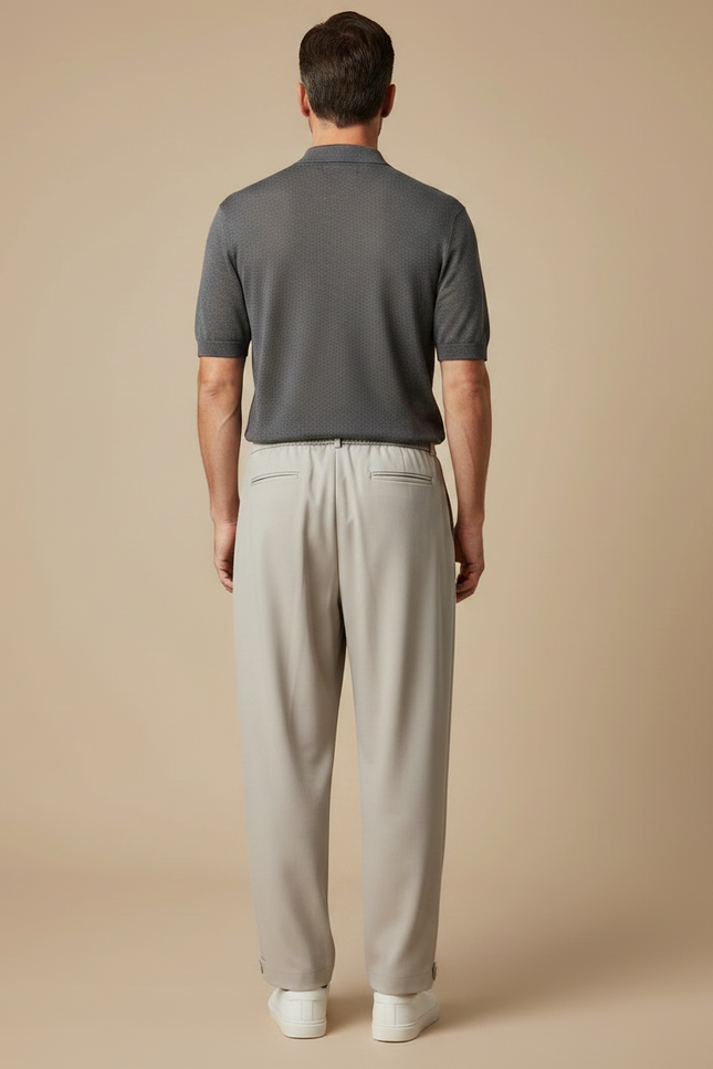 Pantalon À Pince Élastique Homme - Beige Gabardine - vue 2