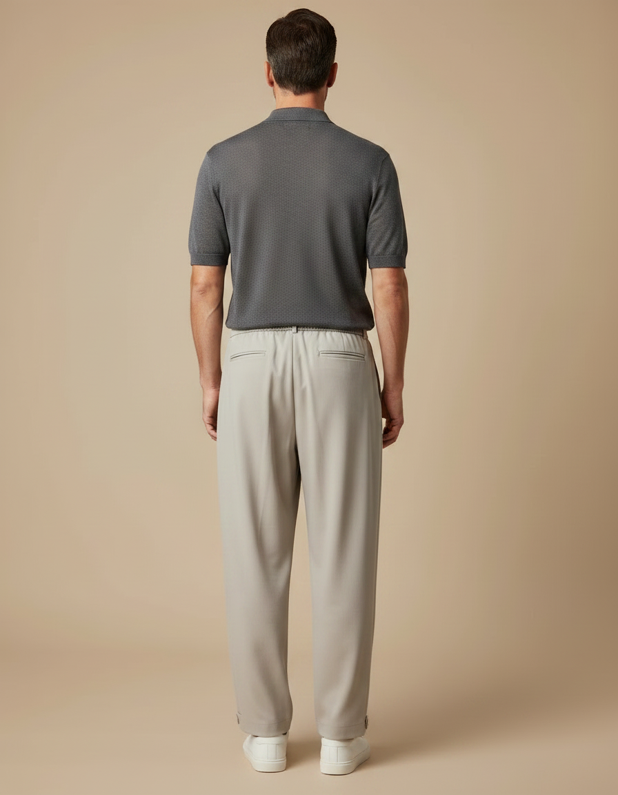 Pantalon À Pince Élastique Homme - Beige Gabardine - vue 2
