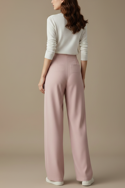 Pantalon À Pince Rose Plissé Fluide Élégant Femme - Polyester - vue 2