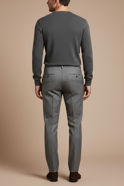 Pantalon À Pince Gris Clair Laine Slim Élégant Homme - vue 2