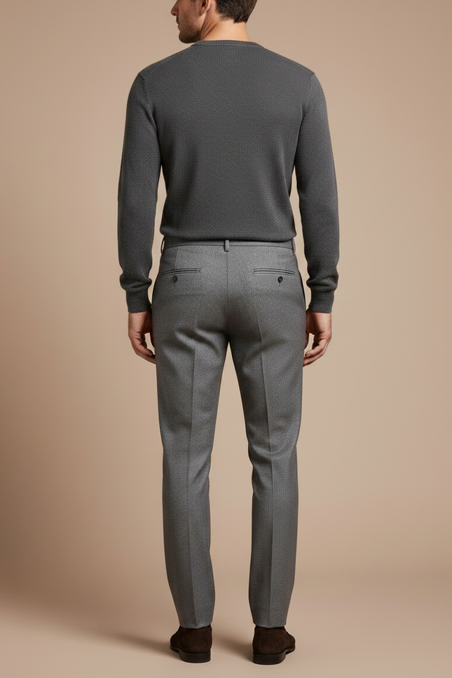 Pantalon À Pince Gris Clair Laine Slim Élégant Homme - vue 2