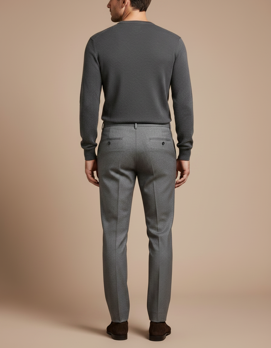 Pantalon À Pince Gris Clair Laine Slim Élégant Homme - vue 2