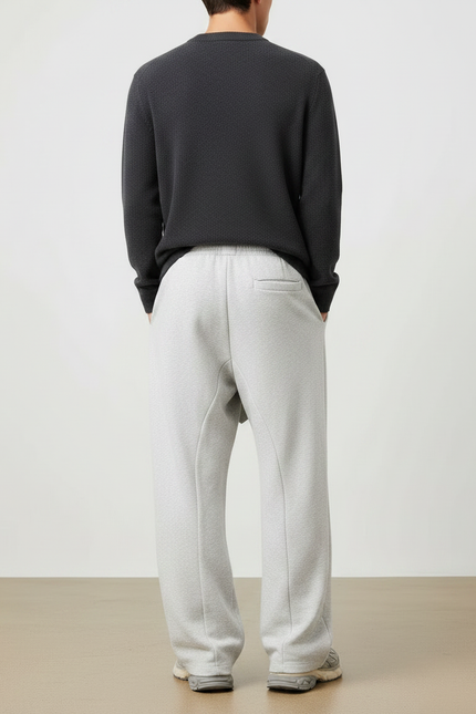 Pantalon À Pince Gris Ample Droit Décontracté Homme - Molleton - vue 2